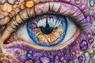 Cosmic Eye Watercolor Fantasy Portrait.