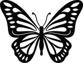 Monarch Butterfly Silouette: A striking silhouette of a Monarch butterfly, exuding elegance and freedom against the canvas. The image is a perfect blend of artistry and nature's wonder.