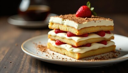 Classic Italian dessert, layered coffee-soaked ladyfingers and mascarpone cream , gastronomy, treat, coffee beans