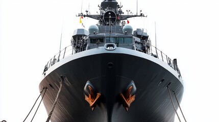 Stern View of a Modern Navy Frigate Vessel Providing Coastal Security