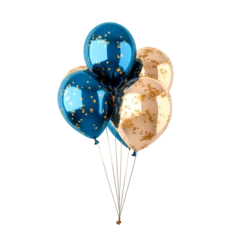 Fototapeten Elegant blue and gold balloons party decor festive celebration © muhammad.abdullah