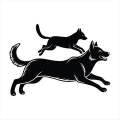 cat and dog silhouette vector style