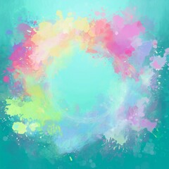 Obraz premium creative colorful border frame of rainbow paint splash abstract background; space for copy , graphic resource