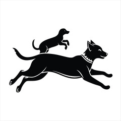 cat and dog silhouette vector style