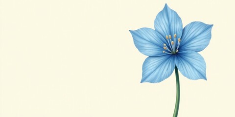 Obraz premium A Single Light Blue Flower with Delicate Petals on a Cream Background