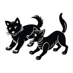 cat and dog silhouette vector style