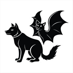 cat and dog silhouette vector style