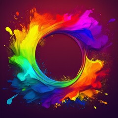 creative colorful border frame of rainbow paint splash abstract background; space for copy , graphic resource