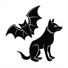 cat and dog silhouette vector style