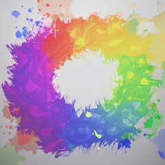 Obraz premium creative colorful border frame of rainbow paint splash abstract background; space for copy , graphic resource