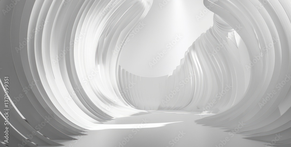 Wall mural white backgrounds curve wave structure swirl smooth copy space round circle curl bend modern futuris