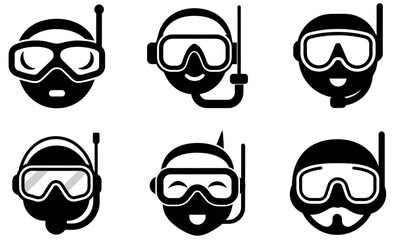 Black and White Scuba Diver Icons