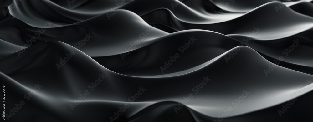 Canvas Prints black abstract background smooth, 3d black waves on dark gradient. dark abstract banner with wavy li