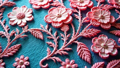 Intricate floral lace fabric texture close-up, subtle, encaje, openwork