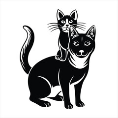 Obraz premium cat and dog silhouette vector style