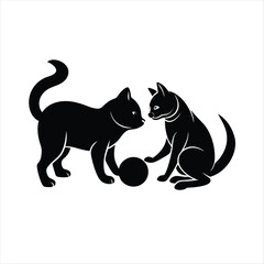 cat and dog silhouette vector style