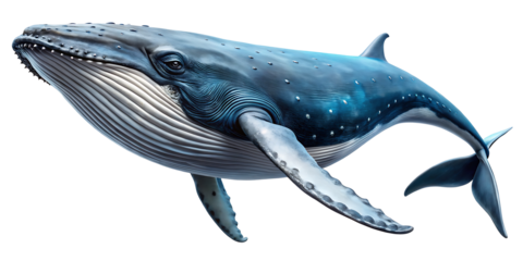 big whale isolated on white background PNG. GENERATIVE AI