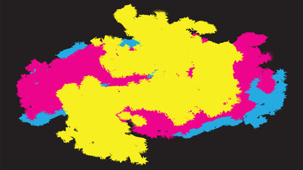 Obraz premium Cyan magenta yellow and key (cmyk) color model waving stripes on black background