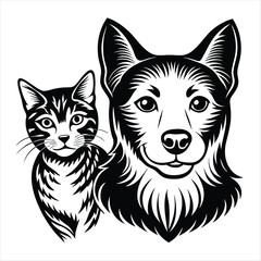 Fototapeta premium cat and dog silhouette vector style