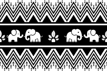 elephants pattern, Geometric, black and white,
Beautiful Thailand,thai pattern,seamless,Traditional,ethnic,fabric pattern for textiles,rugs, wallpaper,clothing, sarong,batik,print,background,illustrat