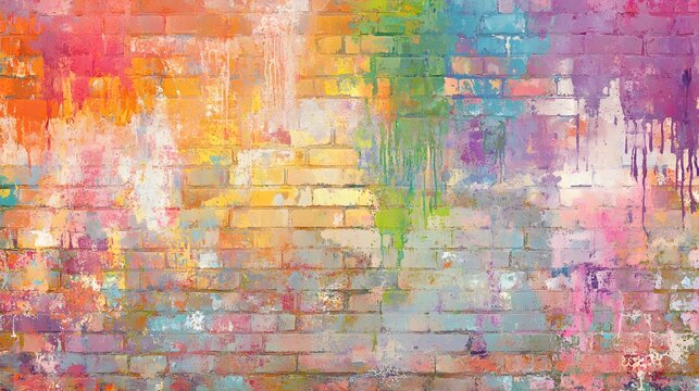 Fototapeta Colorful Painted Brick Wall Texture Background