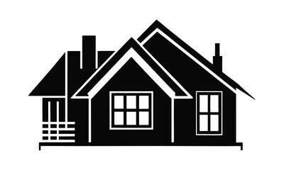 Detailed House Silhouette Multiple Gables