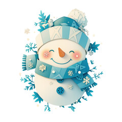Festive snowman decoration winter wonderland digital art cheerful close-up
