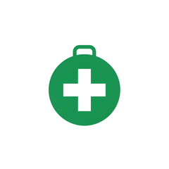 Obraz premium Green First Aid Kit Icon Medical Cross Symbol