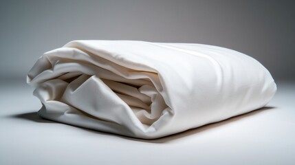 Neatly Folded Crisp White Sheet on a White Surface ready to be used