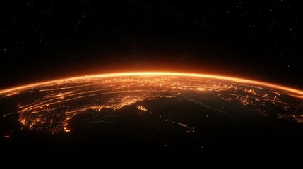 A network of glowing fiber optic cables linking different futuristic cities.