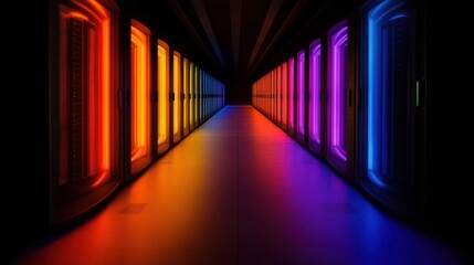 A massive firewall in cyberspace blocking malicious attacks.