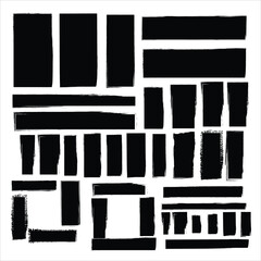  Black Rectangular Brush Stroke Shapes Collection