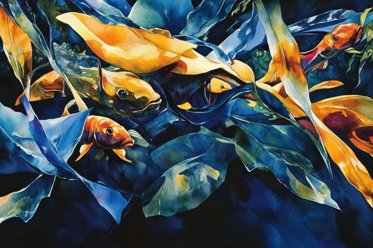 Koi Pond Dreams Aquatic Watercolor Serenity.