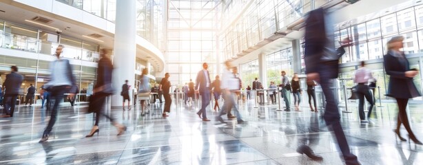 Business lobby structure building motion horizontal photography people man modern indoor lifestyles walking.