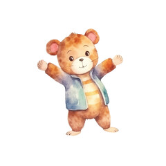 monkey dancing cute watercolors illustration on white background