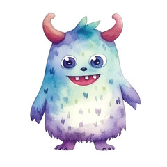 monster cute watercolors illustration on white background