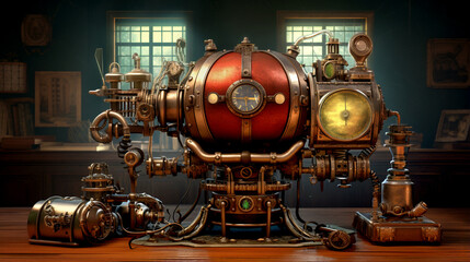 Fototapeta premium old steam engine industrial robot