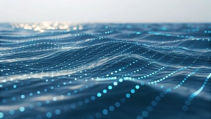 Data Lake Data Lakehouse Data Warehouse Serene ocean waves with shimmering light reflections in a tranquil blue setting.