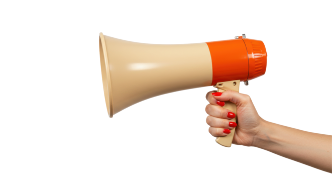 Isolated Hand Holding Megaphone