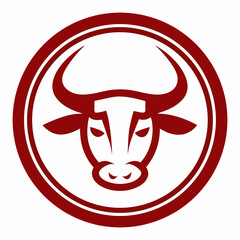 Bull Head Icon Inside Circle Vector.
