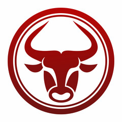 Bull Head Icon Inside Circle Vector.