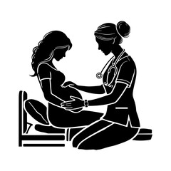 Pregnant woman and doctor vector design.
