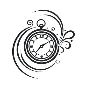 recommend clip art: Vintage pocket watch with artistic swirls