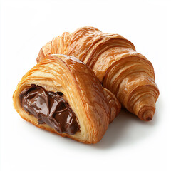croissant filled with chocolate cream isolated on white background
