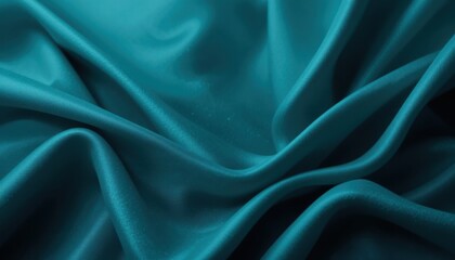 Fototapeta premium Elegant Teal Fabric Texture Deep Blue-Green Draped Silk Background