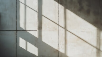 Obraz premium Striking light and shadow play across a textured concrete wall, creating a dramatic contrast and geometric patterns