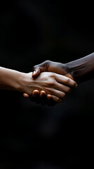 Diverse Hands Shaking Expressing Unity Against a Dark Background  