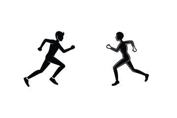 Running Silhouettes Male Figures in Motion, Exercise, Fitness, Sport