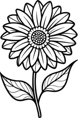 calendula black and white outline icon on transparent background