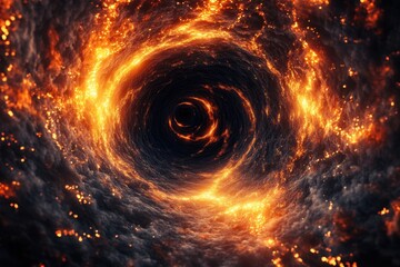 Swirling vortex of fire and darkness captures the essence of cosmic chaos